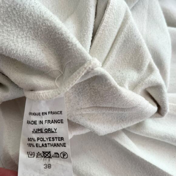 Orly Paris France Ecru Multi Chain Faux Suede Pleated Midi Skirt size 38 - Picture 6 of 6